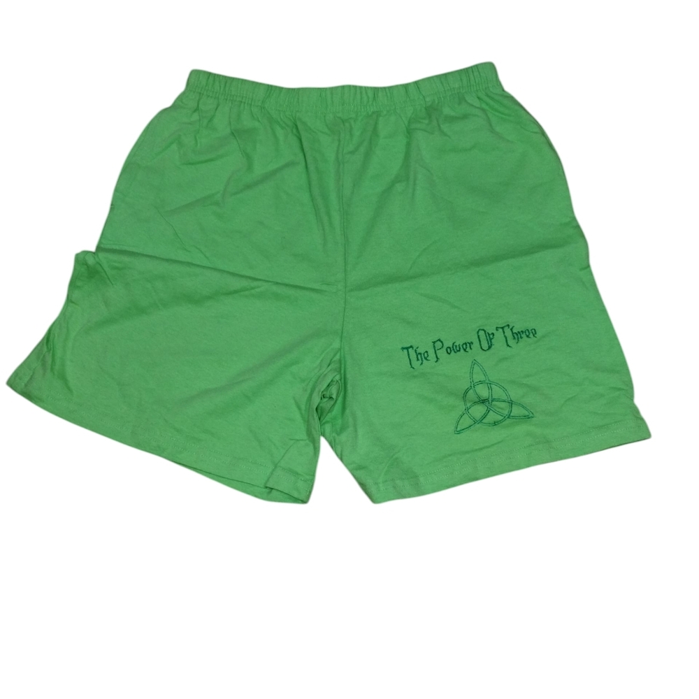 Vtg Y2k Triskelion The Power Of Three Shorts L Green Cotton W30 Embroidered Nwot